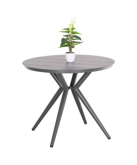 ΤΡΑΠΕΖΙ ΣΤΡΟΓΓΥΛΟ ΑΛΟΥΜΙΝΙΟΥ HIGER HM6289.01 ΓΚΡΙ Φ90x74Yεκ.