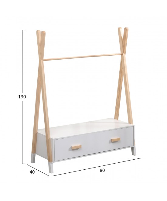 ΚΡΕΜΑΣΤΡΑ ΜΕ ΣΥΡΤΑΡΙΑ ΠΑΙΔΙΚH PASCHAL HM2491.03 ΜΕΛΑΜΙΝΗ-ΞΥΛΟ ΠΕΥΚΟΥ 80x40x130Υεκ