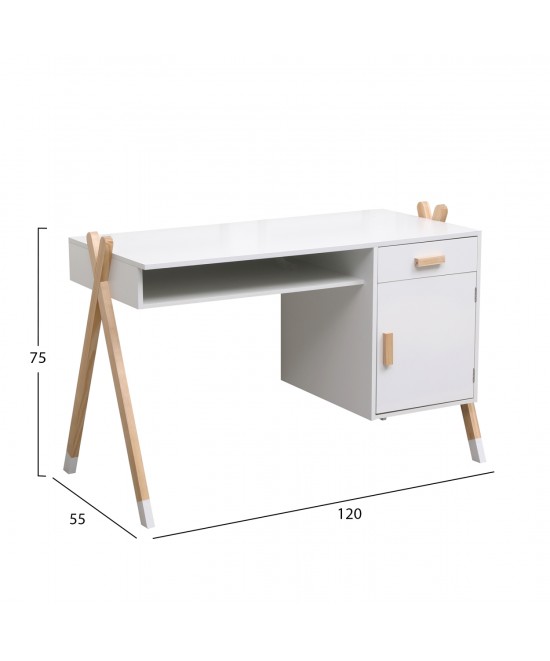 ΓΡΑΦΕΙΟ ΠΑΙΔΙΚΟ PASCHAL HM2496.03 ΜΕΛΑΜΙΝΗ-ΞΥΛΟ ΠΕΥΚΟΥ 120x55x75Υεκ