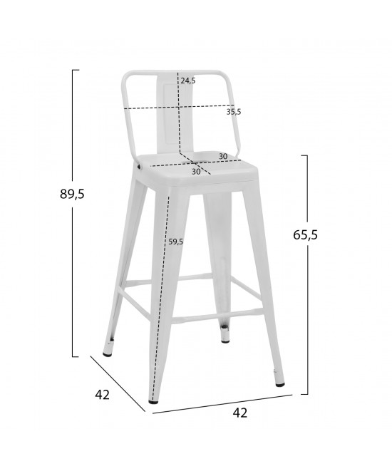 ΣΚΑΜΠΟ ΜΕΣΑΙΟΥ ΥΨΟΥΣ ΜΕΤΑΛΛΙΚΟ MELITA ΜΕ ΠΛΑΤΗ ΣΕ ΛΕΥΚΟ ΜΑΤ HM8574.31 42x42x89,5Υ εκ.