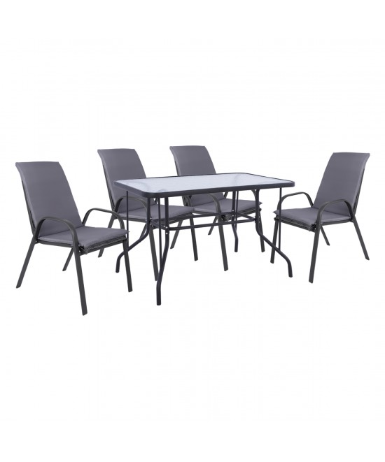 ΣΕΤ ΤΡΑΠΕΖΑΡΙΑΣ 5ΤΜΧ HM10566.01- 4 ΚΑΡΕΚΛΕΣ ΜΕ ΜΑΞΙΛΑΡΙ & ΤΡΑΠΕΖΙ 110x60 ΓΚΡΙ