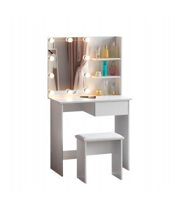 ΤΟΥΑΛΕΤΑ ΜΕ ΦΩΤΙΣΜΟ LED & ΡΑΦΙΑ LAURYN HM2501.03 ΜΕΛΑΜΙΝΗ ΣΕ ΛΕΥΚΟ 75x40x134.5Υεκ