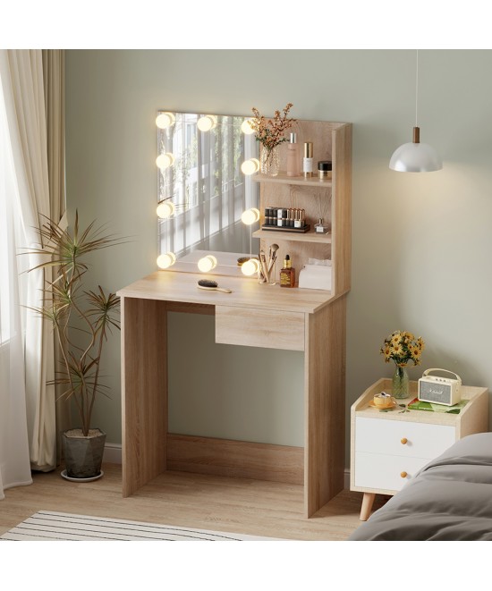 ΤΟΥΑΛΕΤΑ ΜΕ ΦΩΤΙΣΜΟ LED & ΡΑΦΙΑ LAURYN HM2501.01 ΜΕΛΑΜΙΝΗ ΣΕ SONAMA 75x40x134.5Υεκ