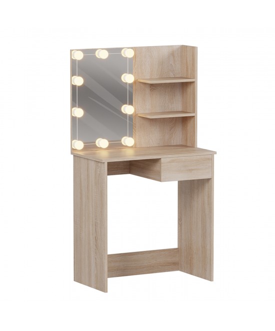 ΤΟΥΑΛΕΤΑ ΜΕ ΦΩΤΙΣΜΟ LED & ΡΑΦΙΑ LAURYN HM2501.01 ΜΕΛΑΜΙΝΗ ΣΕ SONAMA 75x40x134.5Υεκ