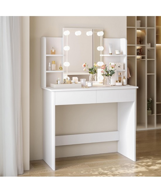 ΤΟΥΑΛΕΤΑ ΜΕ ΦΩΤΙΣΜΟ LED-ΡΑΦΙΑ-ΣΥΡΤΑΡΙΑ LAURYN HM2502.03 ΛΕΥΚΟ 108x40x140Υεκ