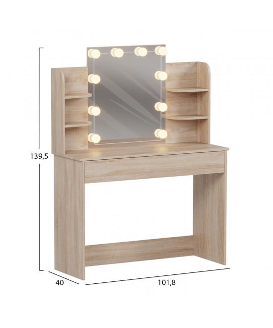 ΤΟΥΑΛΕΤΑ ΜΕ ΦΩΤΙΣΜΟ LED-ΡΑΦΙΑ-ΣΥΡΤΑΡΙΑ LAURYN HM2502.01 SONAMA 108x40x140Υεκ