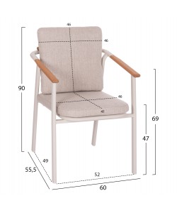 ΠΟΛΥΘΡΟΝΑ ΑΛΟΥΜΙΝΙΟΥ SENTI HM6204.02 ΣΚΕΛΕΤΟΣ ΚΡΕΜ & OLEFIN ΜΠΕΖ 60x55.5x90Υεκ