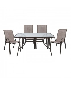 ΣΕΤ ΤΡΑΠΕΖΑΡΙΑΣ ΕΞ.ΧΩΡΟΥ 5ΤΜΧ HM5200.02 ΜΕ 4 ΚΑΡΕΚΛΕΣ & ΤΡΑΠΕΖΙ 140Χ80--ΚΑΦΕ