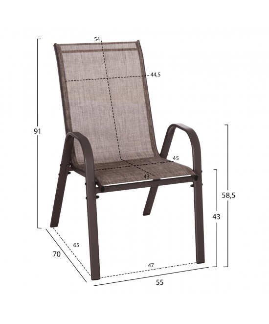 ΣΕΤ ΤΡΑΠΕΖΑΡΙΑΣ ΕΞ.ΧΩΡΟΥ 5ΤΜΧ HM5200.02 ΜΕ 4 ΚΑΡΕΚΛΕΣ & ΤΡΑΠΕΖΙ 140Χ80--ΚΑΦΕ