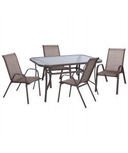 ΣΕΤ ΤΡΑΠΕΖΑΡΙΑΣ ΕΞ.ΧΩΡΟΥ 5ΤΜΧ HM5200.02 ΜΕ 4 ΚΑΡΕΚΛΕΣ & ΤΡΑΠΕΖΙ 140Χ80--ΚΑΦΕ