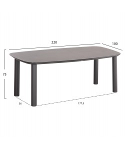 ΤΡΑΠΕΖΙ DOSUN HM6202.01 ΓΚΡΙ ΑΛΟΥΜΙΝΙΟ-3D PRINT ΓΥΑΛΙ-ΚΕΡΑΜΙΚΟ LOOK 220x100x75Υεκ