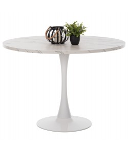 ΤΡΑΠΕΖΙ ΤΡΑΠΕΖΑΡΙΑΣ ROLLO HM9422.11 ΣΤΡΟΓΓΥΛΟ WHITE MARBLE Φ120x74Yεκ.