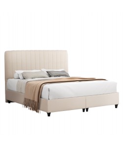 ΚΡEΒΑΤΙ ΔΙΠΛΟ LUTHER HM717 ΜΠΕΖ ΥΦΑΣΜΑ ΓΙΑ ΣΤΡΩΜΑ 160x200εκ.