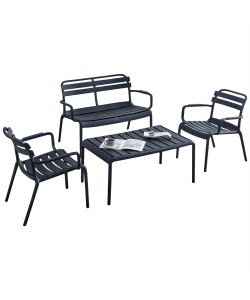 ΣΕΤ ΣΑΛΟΝΙ ΕΞΩΤΕΡΙΚΟΥ ΧΩΡΟΥ 4ΤΜΧ KORVER HM21096.02 ΠΟΛΥΠΡΟΠΥΛΕΝΙΟ ΜΑΥΡΟ