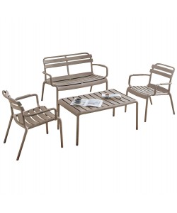 ΣΕΤ ΣΑΛΟΝΙ ΕΞΩΤΕΡΙΚΟΥ ΧΩΡΟΥ 4ΤΜΧ KORVER HM21096.04 ΠΟΛΥΠΡΟΠΥΛΕΝΙΟ ΚΑΠΟΥΤΣΙΝΟ