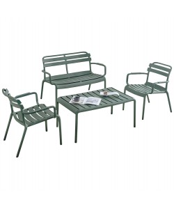 ΣΕΤ ΣΑΛΟΝΙ ΕΞΩΤΕΡΙΚΟΥ ΧΩΡΟΥ 4ΤΜΧ KORVER HM21096.05 ΠΟΛΥΠΡΟΠΥΛΕΝΙΟ DARK OLIVE GREEN