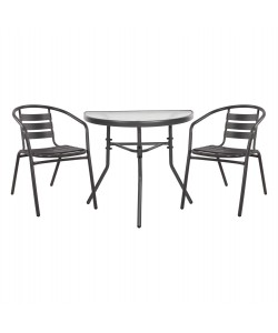 ΣΕΤ ΕΞΩΤ.ΧΩΡΟΥ 3ΤΜΧ LAURA HM21112 ΤΡΑΠΕΖΙ ΗΜΙΚΥΚΛΙΚΟ & 2 ΠΟΛΥΘΡΟΝΕΣ- ΓΚΡΙ