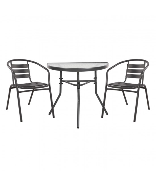 ΣΕΤ ΕΞΩΤ.ΧΩΡΟΥ 3ΤΜΧ LAURA HM21112 ΤΡΑΠΕΖΙ ΗΜΙΚΥΚΛΙΚΟ & 2 ΠΟΛΥΘΡΟΝΕΣ- ΓΚΡΙ