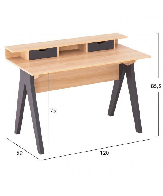 ΓΡΑΦΕΙΟ REXIN HM18290 ΜΕΛΑΜΙΝΗ ΣΕ SONAMA-ΓΚΡΙ 120x19-59x75-85,5ΥΥεκ.