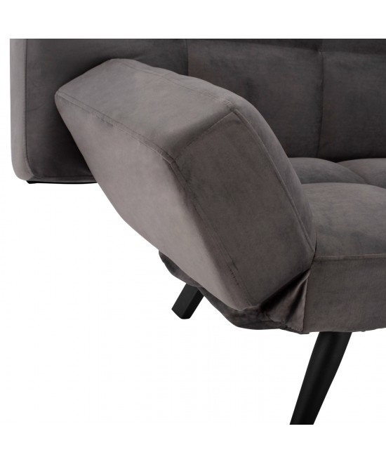 ΚΑΝΑΠΕΣ ΚΡΕΒΑΤΙ 3ΘΕΣΙΟΣ ΑΠΟ ΒΕΛΟΥΔΟ ΓΚΡΙ HM3167.01 182Χ80Χ88Υ εκ.