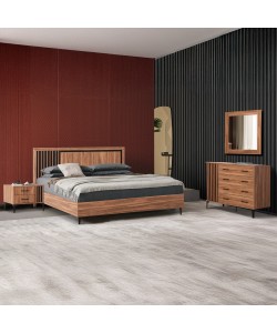 ΣΕΤ ΚΡΕΒΑΤΟΚΑΜΑΡΑΣ 4ΤΜΧ HARRY HM21115 ΜΕΛΑΜΙΝΗ ΣΕ ΦΥΣΙΚΟ ΞΥΛΟΥ & ΜΑΥΡΟ ΧΡΩΜΑ