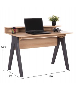 ΓΡΑΦΕΙΟ KRONEL HM18293 ΜΕΛΑΜΙΝΗ ΣΕ SONAMA-ΓΚΡΙ 120x59x84,5Υεκ.