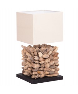 ΕΠΙΤΡΑΠΕΖΙΟ ΦΩΤΙΣΤΙΚΟ ΣΧΗΜΑ ΚΥΒΟΥ TWIGGY HM4425 DRIFTWOOD & ΛΕΥΚΟ ΚΑΠΕΛΟ 24x24x46Υεκ