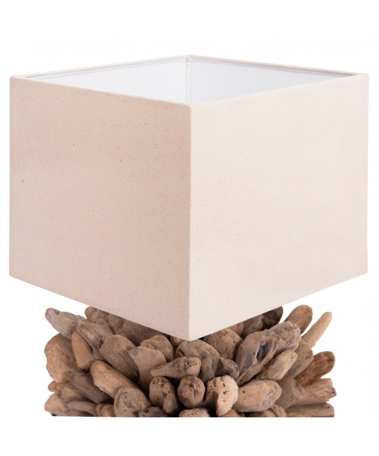 ΕΠΙΤΡΑΠΕΖΙΟ ΦΩΤΙΣΤΙΚΟ ΣΧΗΜΑ ΚΥΒΟΥ TWIGGY HM4425 DRIFTWOOD & ΛΕΥΚΟ ΚΑΠΕΛΟ 24x24x46Υεκ