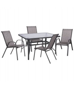 ΣΕΤ ΤΡΑΠΕΖΑΡΙΑΣ ΓΚΡΙ ΜΕΤΑΛΛΙΚΟ 5ΤΜΧ ΜΕ 4 ΚΑΡΕΚΛΕΣ & ΤΡΑΠΕΖΙ 140Χ80 HM5200.01