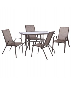 ΣΕΤ ΤΡΑΠΕΖΑΡΙΑΣ ΕΞ.ΧΩΡΟΥ 5ΤΜΧ HM5193.02 ΜΕ 4 ΚΑΡΕΚΛΕΣ & ΤΡΑΠΕΖΙ 110Χ60 ΚΑΦΕ