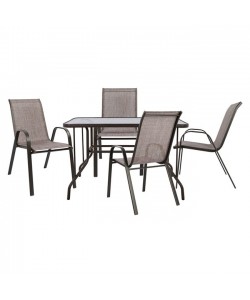 ΣΕΤ ΤΡΑΠΕΖΑΡΙΑΣ ΕΞ.ΧΩΡΟΥ 5ΤΜΧ HM5193.02 ΜΕ 4 ΚΑΡΕΚΛΕΣ & ΤΡΑΠΕΖΙ 110Χ60 ΚΑΦΕ