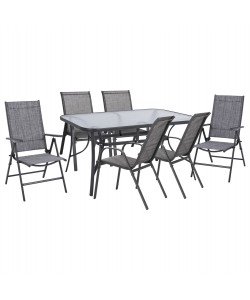 ΣΕΤ ΤΡΑΠΕΖΑΡΙΑΣ 7ΤΜΧ HM10557.01 ΣΕ ΧΡΩΜΑ ΓΚΡΙ-ΜΕΤΑΛΛΟ ΚΑΙ TEXTILENE