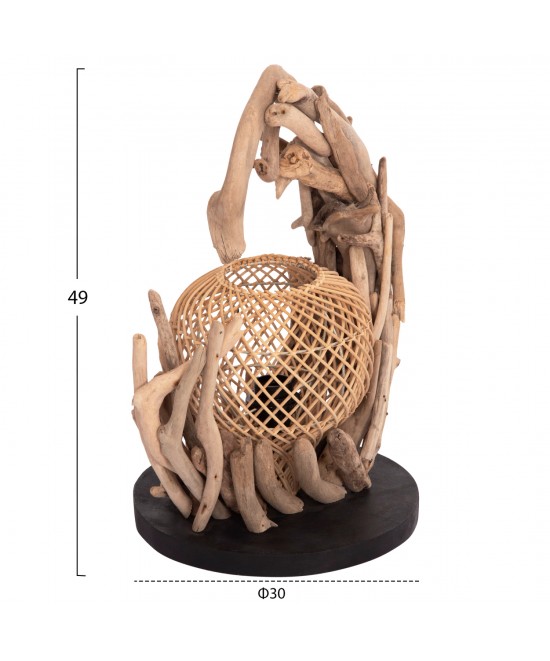 ΕΠΙΤΡΑΠΕΖΙΟ ΔΙΑΚΟΣΜΗΤΙΚΟ ΦΩΤΙΣΤΙΚΟ ASHIN HM4438 DRIFTWOOD--RATTAN 30x30x49Υεκ.