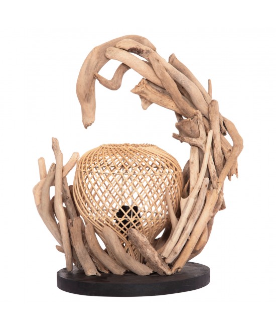 ΕΠΙΤΡΑΠΕΖΙΟ ΔΙΑΚΟΣΜΗΤΙΚΟ ΦΩΤΙΣΤΙΚΟ ASHIN HM4438 DRIFTWOOD--RATTAN 30x30x49Υεκ.