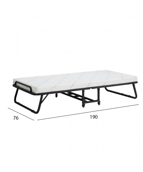 ΚΡΕΒΑΤΙ-ΡΑΝΤΖΟ ΜΕ ΣΤΡΩΜΑ NETTI HM691.01 ΜΕΤΑΛΛΙΚΟ ΜΑΥΡΟ ΜΑΤ 190x76x30Υεκ.