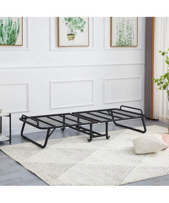 ΚΡΕΒΑΤΙ-ΡΑΝΤΖΟ ΜΕ ΣΤΡΩΜΑ NETTI HM691.01 ΜΕΤΑΛΛΙΚΟ ΜΑΥΡΟ ΜΑΤ 190x76x30Υεκ.
