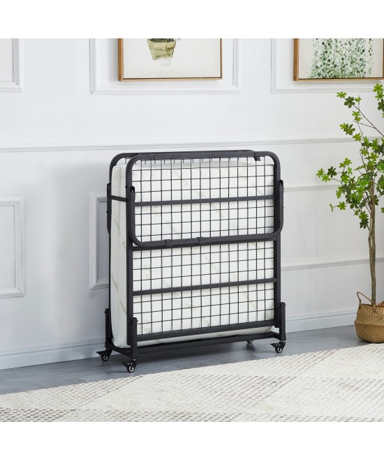 ΚΡΕΒΑΤΙ-ΡΑΝΤΖΟ ΜΕ ΣΤΡΩΜΑ NETTI HM691.01 ΜΕΤΑΛΛΙΚΟ ΜΑΥΡΟ ΜΑΤ 190x76x30Υεκ.