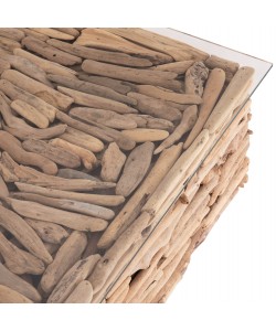 ΤΡΑΠΕΖΙ ΣΑΛΟΝΙΟΥ ΤΕΤΡΑΓΩΝΟ SPARROW HM9960 DRIFTWOOD--ΓΥΑΛΙ 95x95x51,5Υεκ.