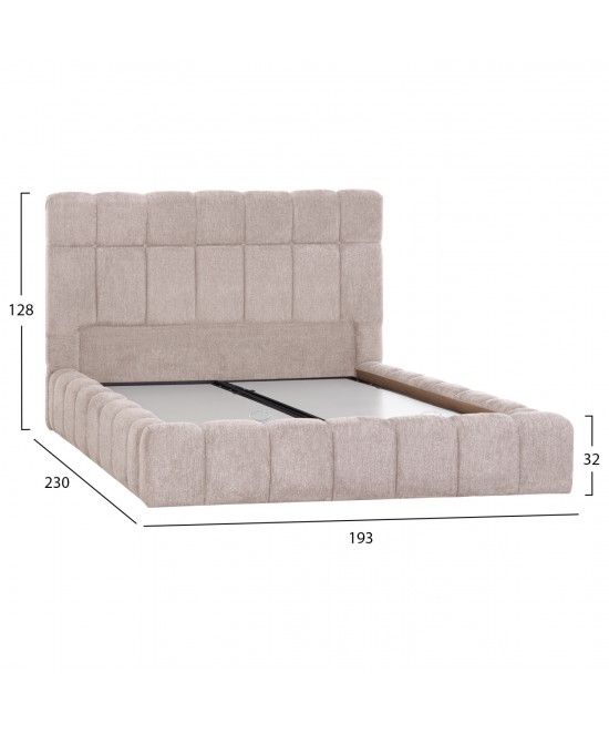 ΚΡΕΒΑΤΙ RAMON ΜΕ ΑΠΟΘ. ΧΩΡΟ HM720.10 ΥΦΑΣΜΑ TEDDY ΜΠΕΖ-ΓΙΑ ΣΤΡΩΜΑ 160x200εκ