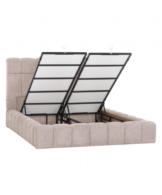 ΚΡΕΒΑΤΙ RAMON ΜΕ ΑΠΟΘ. ΧΩΡΟ HM720.10 ΥΦΑΣΜΑ TEDDY ΜΠΕΖ-ΓΙΑ ΣΤΡΩΜΑ 160x200εκ