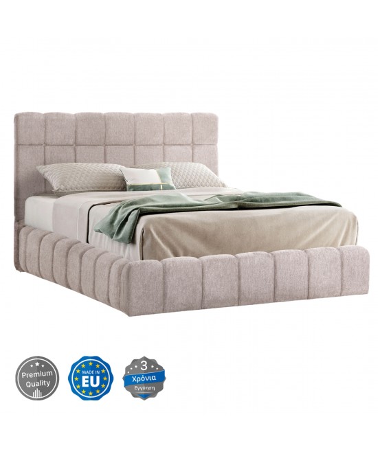 ΚΡΕΒΑΤΙ RAMON ΜΕ ΑΠΟΘ. ΧΩΡΟ HM720.10 ΥΦΑΣΜΑ TEDDY ΜΠΕΖ-ΓΙΑ ΣΤΡΩΜΑ 160x200εκ