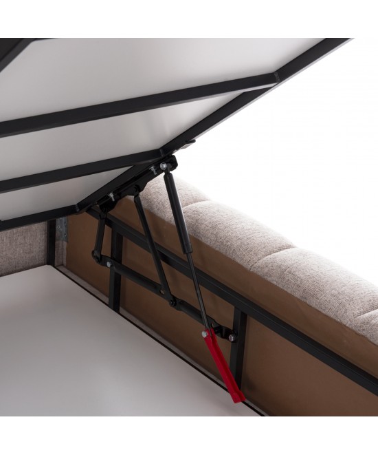 ΚΡΕΒΑΤΙ RAMON ΜΕ ΑΠΟΘ. ΧΩΡΟ HM720.10 ΥΦΑΣΜΑ TEDDY ΜΠΕΖ-ΓΙΑ ΣΤΡΩΜΑ 160x200εκ