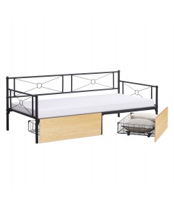 ΚΡΕΒΑΤΙ-ΚΑΝΑΠΕΣ BERNIE HM21120.02 ΜΑΥΡΟΣ ΜΕΤΑΛ.ΣΚΕΛΕΤΟΣ & 2 SONAMA ΣΥΡΤΑΡΙΑ-190x90εκ.