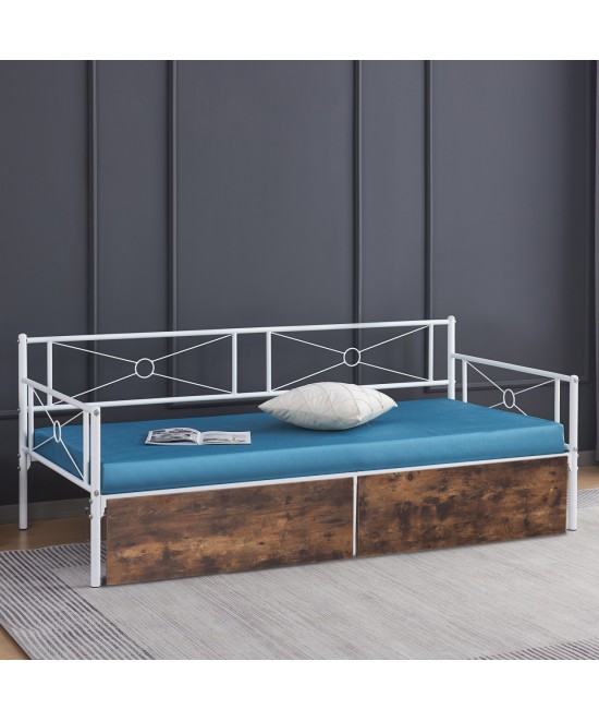 ΚΡΕΒΑΤΙ-ΚΑΝΑΠΕΣ BERNIE HM21121.01 ΛΕΥΚΟΣ ΜΕΤΑΛ.ΣΚΕΛΕΤΟΣ & 2 ΣΥΡΤΑΡΙΑ- ΓΙΑ 190x90εκ.