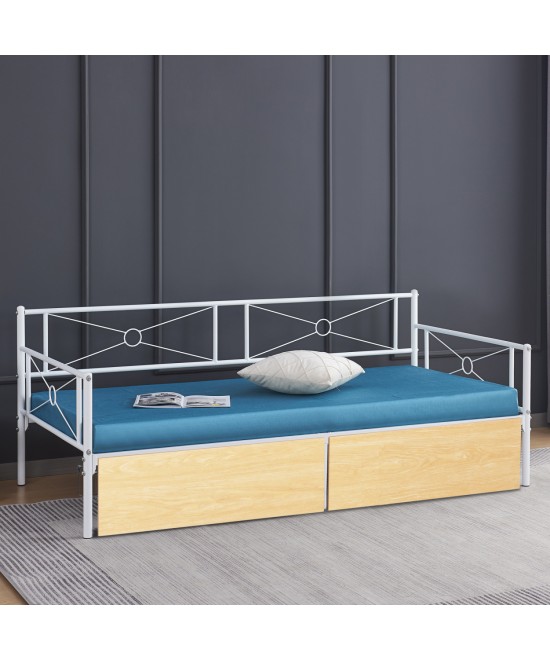 ΚΡΕΒΑΤΙ-ΚΑΝΑΠΕΣ BERNIE HM21121.02 ΛΕΥΚΟ ΜΕΤΑΛΛΟ & 2 SONAMA ΣΥΡΤΑΡΙΑ- ΓΙΑ 190x90εκ.