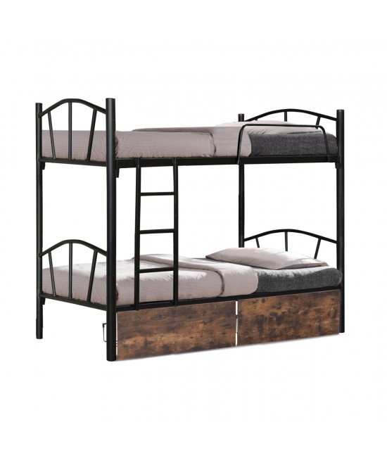 ΚΟΥΚΕΤΑ FLOOR HM21122 ΜΕΤΑΛΛΙΚΗ ΜΑΥΡΗ ΜΕ 2 ΕΠΙΔΑΠΕΔΙΑ ΣΥΡΤΑΡΙΑ ΚΑΦΕ 200x91,5x177,5Yεκ.