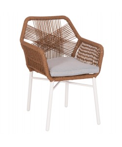 ΠΟΛΥΘΡΟΝΑ TOPIN HM6048.11 ΑΛΟΥΜΙΝΙΟ ΛΕΥΚΟ-P.E. RATTAN ΜΠΕΖ 59x63x81Υεκ