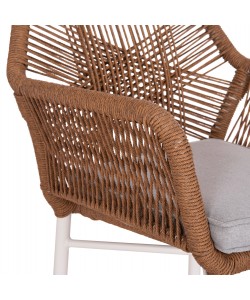 ΠΟΛΥΘΡΟΝΑ TOPIN HM6048.11 ΑΛΟΥΜΙΝΙΟ ΛΕΥΚΟ-P.E. RATTAN ΜΠΕΖ 59x63x81Υεκ