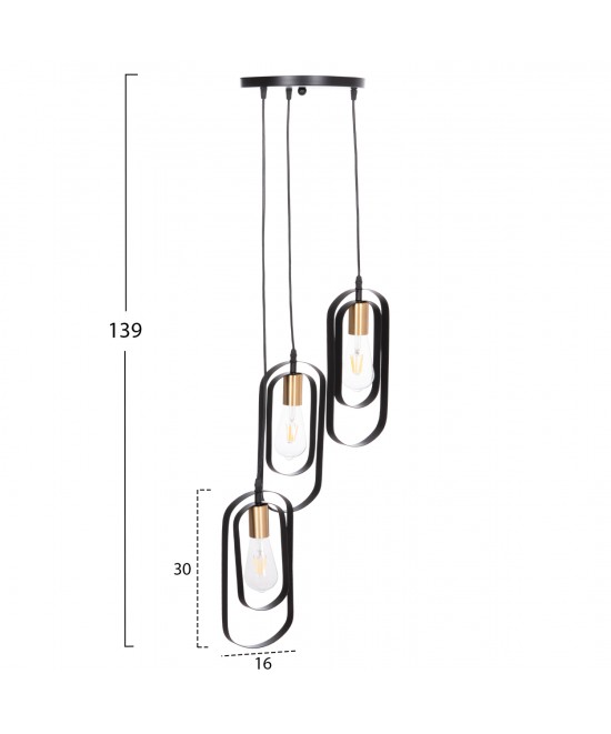 ΦΩΤΙΣΤΙΚΟ ΟΡΟΦΗΣ ΚΡΕΜΑΣΤΟ BIUT HM7528.11 ΜΑΥΡΟ ΜΕΤΑΛΛΟ-ΧΡΥΣΟ ΝΤΟΥΙ Φ23x139Υεκ.
