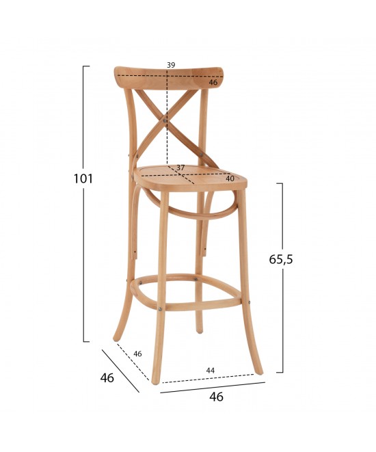 ΣΚΑΜΠΟ ΜΕΣ.ΥΨΟΥΣ GIOLIANA HM8750.01 ΑΠΟ ΟΞΙΑ ΦΥΣΙΚΟ ΜΕ PLYWOOD ΚΑΘΙΣΜΑ 46x46x101Υ εκ.